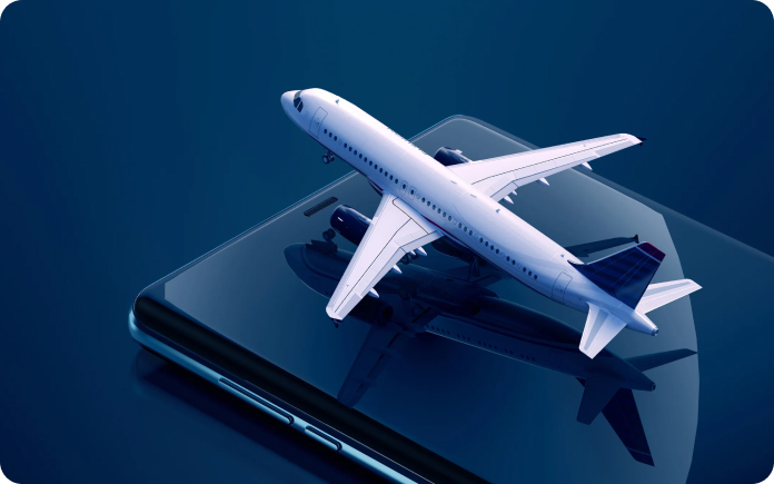 Airplane on smartphone